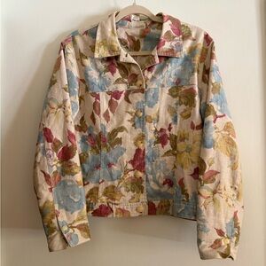 Coldwater Creek Floral Linen Jacket Grandma Floral Vintage Floral Cottagecore